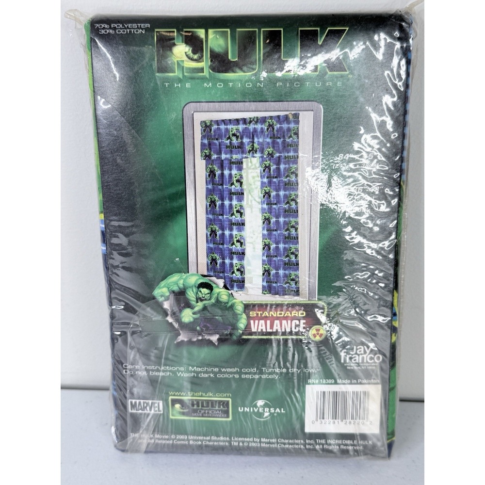 VTG The Incredible HULK 84x15 Jay Franco Frabric Window Valance Drape New 2003